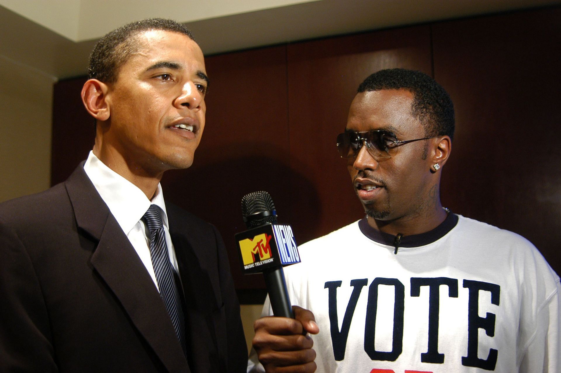 Sean Combs Interviews Celebrities at the 2004 Democratic National Convention in Boston - Source: Getty